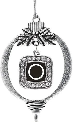 Vista 62 de Inspired Silver - Mis iniciales - Adorno con dije de letra S - Adornos navideños cuadrados de plata con joyas de circonita cúbica