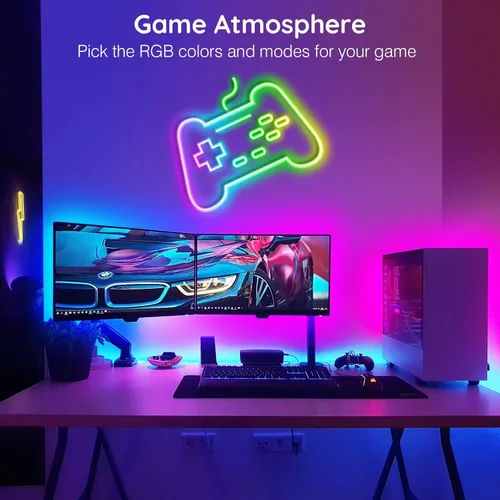 Vista 3 de NUERPO Luces de Cuerda de Neón de 150 Pies, Control de Luces de Cuerda LED Flexibles con App/Control Remoto, Luz de Múltiples Modos, Luz LED RGB