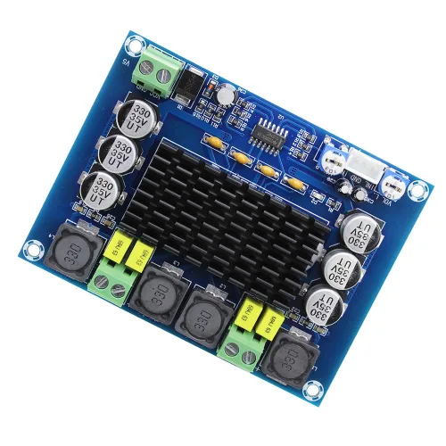 Vista 4 de FBHDZVV Amplificador de audio TPA3116D2 Placa de alimentación digital de doble canal XH-M543, DC12-26V 2x120W módulo de bricolaje de alta potencia