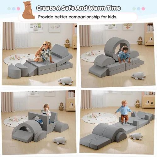 Vista 4 de Sofá modular extragrande de 68 pulgadas para niños, sofá de espuma para niños, 16 almohadas fuertes para niños, decoración de sala