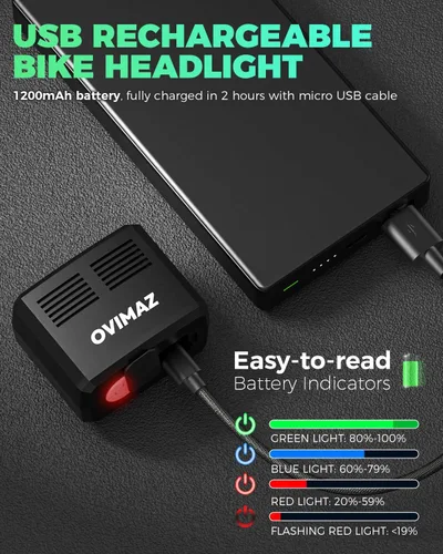 Vista 4 de Luz para casco de bicicleta, recargable por USB, 1000 lúmenes, luces para cascos de bicicleta con 5 modos de iluminación, impermeable