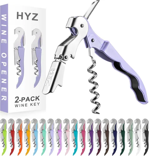 Vista 12 de HYZ Paquete de 2 Abrebotellas de Vino Sacacorchos de Camarero, Llave de Vino Profesional para Servidores, Bartender con Cortador de Papel