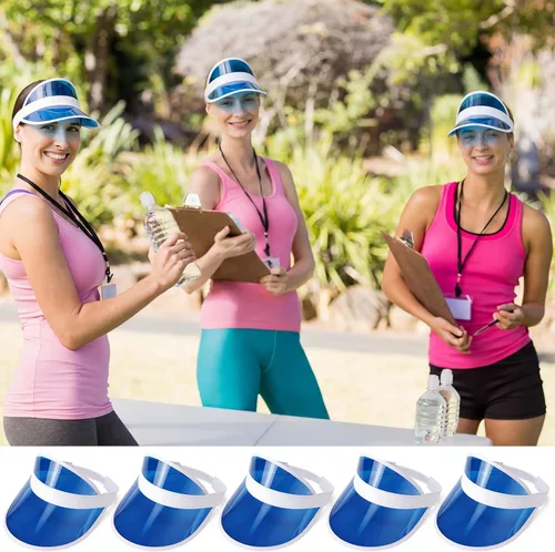 Vista 5 de Tarpop Viseras de póquer, sombreros de casino a granel, visera de bingo, distribuidor de casino, de plástico transparente, sombreros de golf