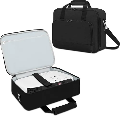 Vista 9 de Funda de transporte para proyector, bolsa para proyector con bolsillos de almacenamiento para accesorios y correas de hombro ajustables, bolsa