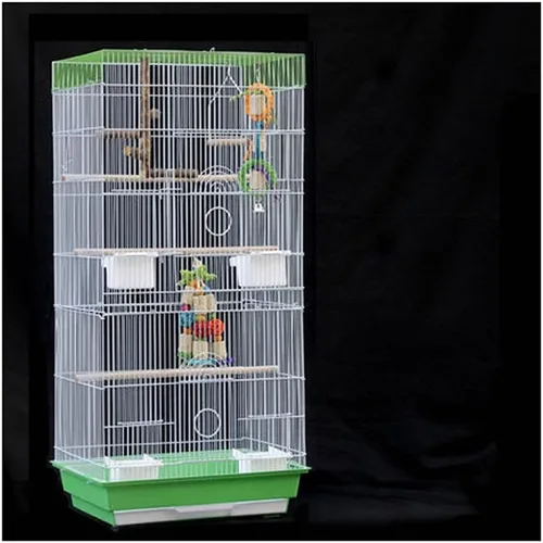 Jaula grande para loros con barra de soporte de alimentación y jaula para bandadas de pájaros, pinzones, palomas, periquitos, jaula de pájaros, Verde