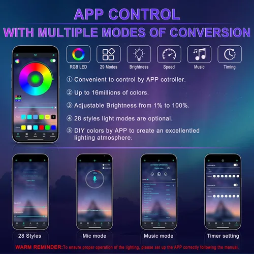 Vista 3 de LivTee Luces LED inteligentes para el interior del automóvil con puerto USB, tira LED de fibra óptica de iluminación ambiental, control