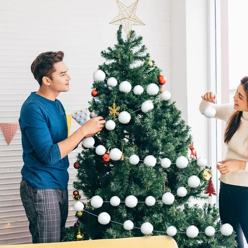 Vista 2 de 50 pompones de invierno para manualidades, bolas de nieve falsas, bolas de pompón para arte, proyectos creativos, decoración de manualidades