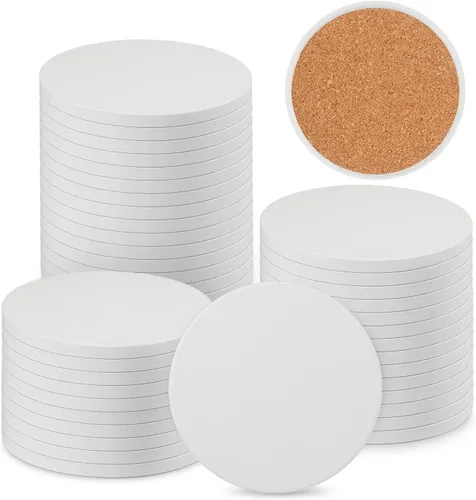 Vista 8 de 30 Pieces 3.75 Inch Hexagon Blank Ceramic Coasters, Unglazed Ceramic Tiles Coasters, Ceramic Tiles with Cork Backing Pads for Painting, DIY Crafts