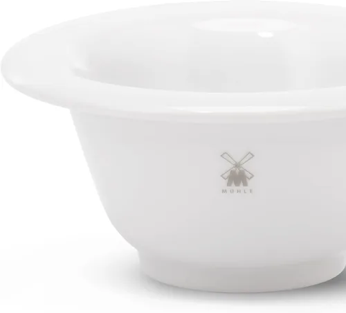 Vista 3 de MÜHLE Plato de afeitar con borde platino de porcelana blanca
