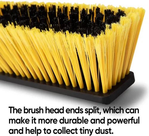 Vista 4 de Yocada Cepillo de escoba de empuje de 24 pulgadas, mango largo de 65.3 pulgadas, cerdas rígidas de alta resistencia, escoba comercial al aire libre