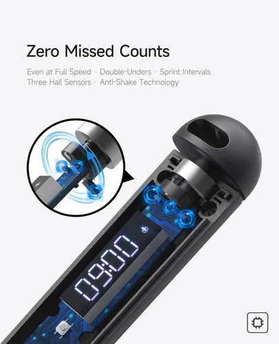 Vista 3 de ACHDOFITS Smart Jump Rope Accurate Calorie Tracking & 4 Training Modes Adjustable Steel Wire Rope Built-in High-Speed Bearings Type-C