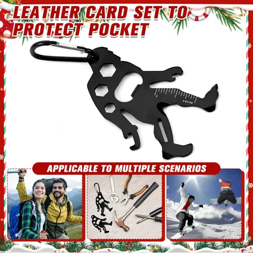 Vista 3 de Cholemy 12 piezas de herramientas de tarjetas de crédito, cartera multiherramienta Edc Gadget Amistad Bigfoot Sasquatch elefante regalo Mosquetones