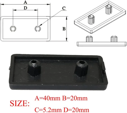 Vista 3 de 10pcs 2040 Perfil de aluminio estándar europeo Tapa de extremo 2040 T-Slot aluminio Perfil Accesorios, Negro