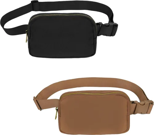 Vista 23 de VOROLO Riñonera para mujeres y hombres, bolsa cruzada, bolsa de cinturón con correa ajustable, Negro, Talla única