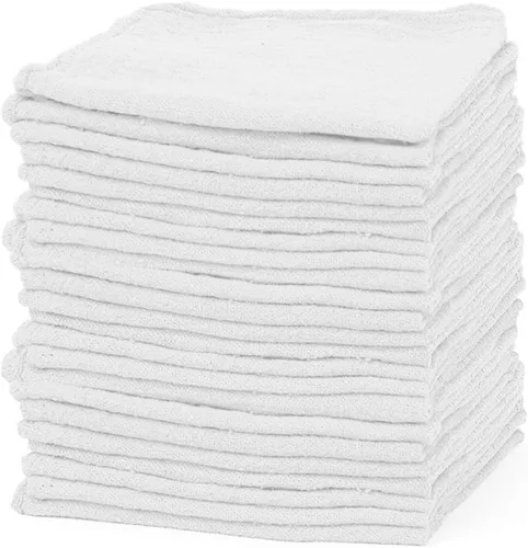 Shop Towels – Paquete de 50 trapos de limpieza reutilizables – Algodón de calidad duradero – 13 x 13 pulgadas – Lavable a máquina – Adecuado para
