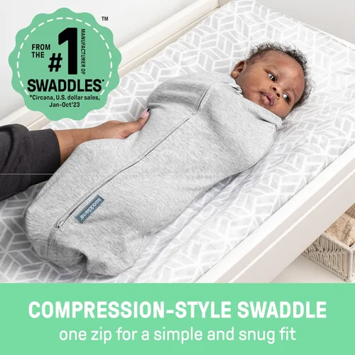 Vista 2 de SwaddleMe by Ingenuity Cápsula de Envolvimiento con Compresión para Bebé, Cremallera Bidireccional para Cambios de Pañal Fáciles, Mejora el Sueño