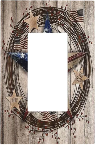 Vista 142 de Cubiertas decorativas para placa de interruptor, bandera estadounidense, receptáculo de 1 banda, placa de pared dúplex, cubierta de interruptor