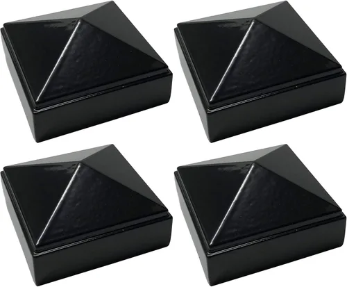 Vista 22 de Tapa de poste de pirámide de aluminio de 2 x 2 pulgadas para postes de metal, ajuste a presión, color negro con recubrimiento en polvo, resistente