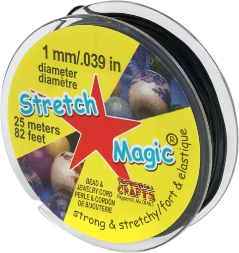 Vista 37 de Stretch Magic Cordón elástico para cuentas – Color negro, 0.020 in de diámetro, 32.8 ft (32 pies) – Cuerda fácil de anudar, fuerte y elástica
