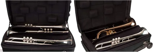 Vista 3 de Protec Micro ZIP - Estuche triple para trompeta con ruedas, color negro, modelo BLT301T