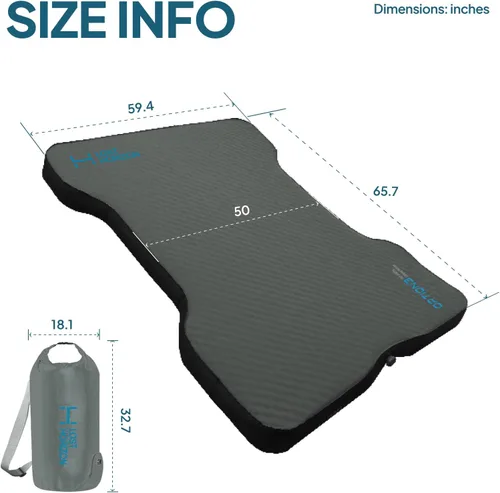 Vista 5 de LOSTHORIZON - Colchoneta de aire para cama de camión con espuma, colchón autoinflable para dormir de tamaño completo 5.5-5.8 pies con bolsa