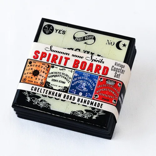 Vista 5 de Vintage Halloween Spirit Board Drink Coaster Set