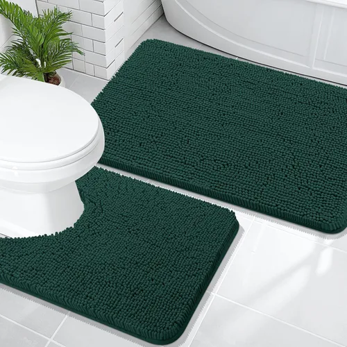 Vista 77 de OLANLY Juego de 2 alfombras de baño de felpilla suave y absorbente, antideslizantes, de secado rápido, lavables a máquina, accesorios de decoración