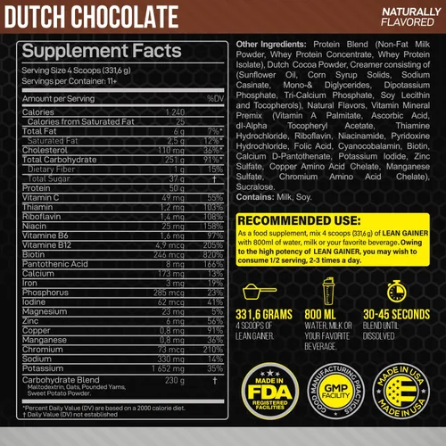 Vista 2 de Forzagen Lean Gainer Premium Mass Builder Polvo de proteína ganadora de masa para hombres y mujeres Proteína alta en calorías, aumento