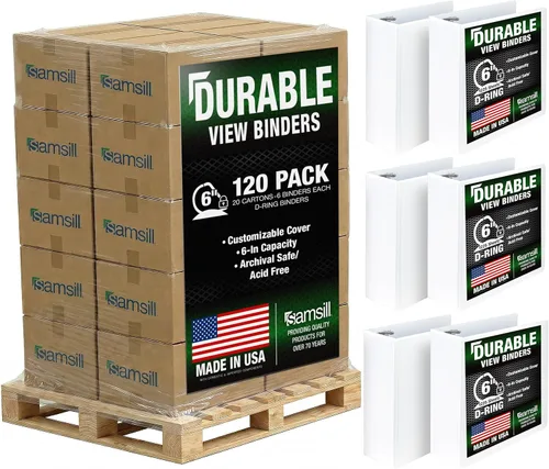 Vista 119 de Samsill - Carpeta duradera de 5 pulgadas, fabricada en los Estados Unidos, con anillos en D, transparente y personalizable, color blanco