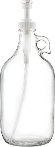 Vista 7 de Botella dispensadora de vidrio de galón, dispensador de detergente líquido para lavandería con bomba para organización de lavandería, jabón