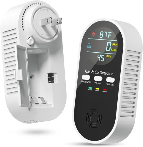 Vista 10 de Detectores de monóxido de carbono y detector de fugas de gas natural – Detectores de monóxido de carbono 5 en 1 enchufables – con batería de reserva