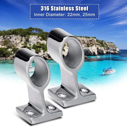 Vista 3 de Base de tubo de barco resistente de 60°, 2 unidades, acero inoxidable 316 de 22/0.984 in, rieles marinos para yates