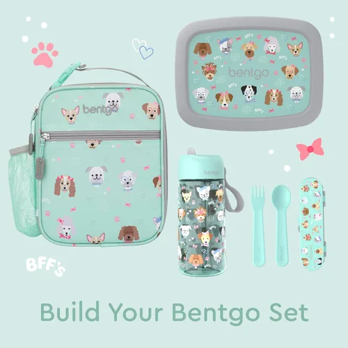 Vista 7 de Bentgo® Bolsa de almuerzo aislada para niños, resistente al agua, reutilizable, ligera y duradera, con soporte para botella de agua y bolsillo