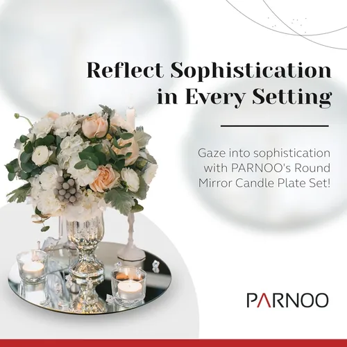 Vista 2 de PARNOO - Placa de espejo redonda de 8 pulgadas, juego de azulejos de espejo de placa de vidrio de 0.472-0.059 in de grosor con bordes lisos