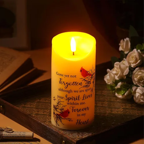 Vista 2 de Velas conmemorativas, regalos conmemorativos, velas LED conmemorativas para la pérdida de un ser querido, velas sin llama, regalos de duelo, velas a