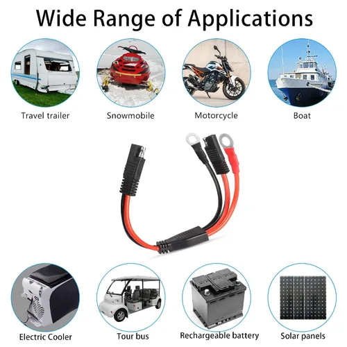 Vista 6 de YAODHAOD Arnés de cableado de terminal de anillo tórico SAE a SAE de 10 AWG, cable de extensión de desconexión rápida de 2 pines, para motocicleta