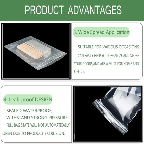 Vista 3 de Bolsa de polietileno resistente con cierre de cremallera de 4 mil con cierre de cremallera, bolsa de sellado de 9 x 12 pulgadas para almacenamiento