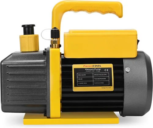 Vista 5 de Bomba de vacío de 3.6 CFM, bomba de vacío de aire HVAC de paleta giratoria de una etapa de 110 V, 1/4 HP, recarga de refrigerante de CA