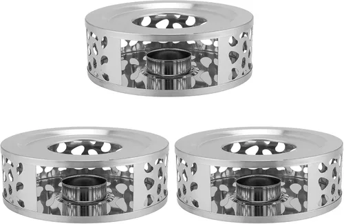 KEILEOHO Calentador de tetera, calentador de tetera de acero inoxidable, calentador de tetera de metal con portavelas, base de calentador de té de