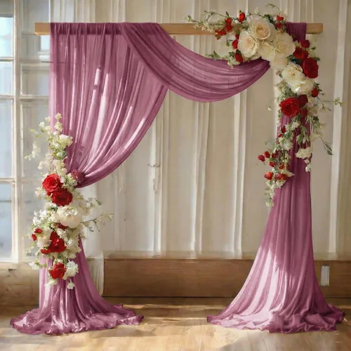 Vista 44 de MDS Paquete de 1 panel de cortina de arco de boda (30 pulgadas de ancho x 20 pies de largo) tela de gasa transparente para boda, ceremonia