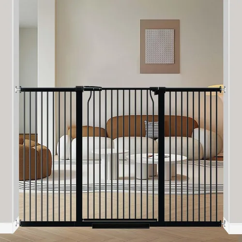 Vista 26 de 40.5" Puerta de bebé extra alta, puerta para mascotas de 29.6"-32.5" extra ancha Montada a presión, Barrera interior a prueba de cachorros, Puerta