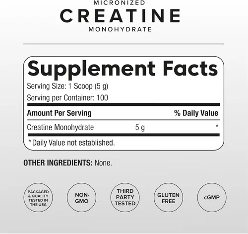 Vista 2 de Puregen Labs - Monohidrato de creatina micronizada en polvo 17.64 oz – puro, sin sabor, sin aditivos 5000 mg por servicio (0.18 oz) – 100