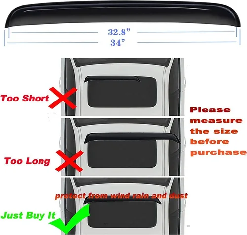 Vista 3 de Deflector de viento universal para techo solar de 34 pulgadas y 34.646 in, 1 visera de ventana para techo lunar automático de humo oscuro