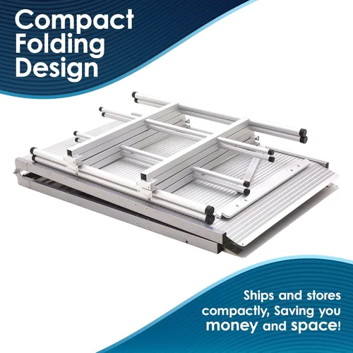 Vista 5 de Rampa de movilidad plegable Silver Spring de aluminio de 6 pies de largo con pasamanos dobles, capacidad de 850 libras, rieles laterales de 2