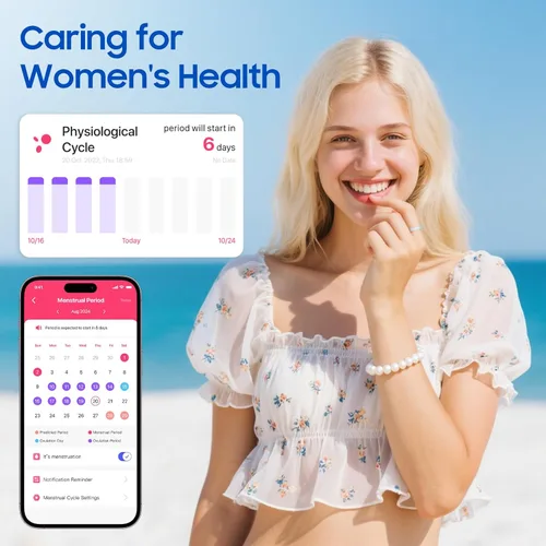 Vista 6 de Anillo de salud inteligente, con funciones de monitoreo de estrés y sueño, compatible con iOS y Android, rastreador de fitness impermeable