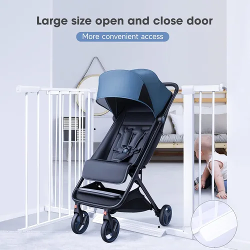 Vista 3 de (85-100 pulgadas de ancho) Puerta grande para bebés para escaleras, puertas, puerta de bebé extra ancha para interiores, metal, puertas de perro