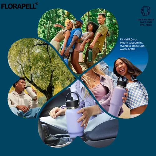 Vista 2 de FLORAPELL Tapa de popote para botellas de agua de boca ancha Hydro Flask, tapas superiores con popote compatible con Hydro Flask de 32 y 40 onzas