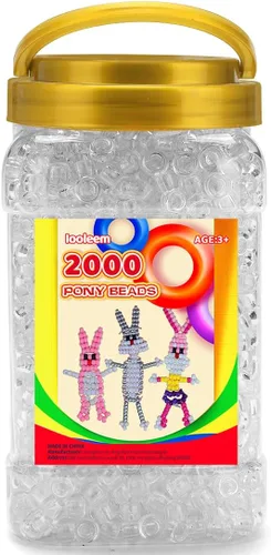 Vista 31 de IOOLEEM Cuentas de pony (2000 piezas, cuentas de pony negras), cuentas para hacer joyas, cuentas para manualidades, suministros para ensartar