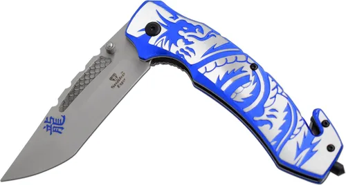 Vista 5 de Cuchillo de bolsillo plegable Snake Eye Tactical con asa de diseño de fantasía para uso diario (Azul)