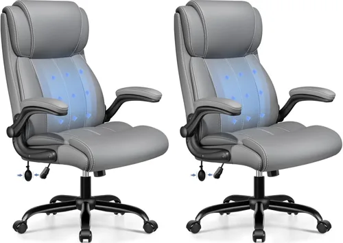 Vista 17 de BESTFAIR Silla de Oficina Ergonómica - Silla de Escritorio para Computadora, Sillas Ejecutivas de Cuero con Respaldo Alto, Soporte Lumbar Ajustable